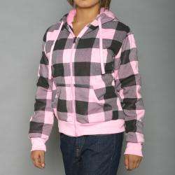  Sportswear Womens Pink/Black Plaid Hoodie Jacket  Overstock