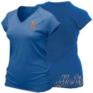   York Mets Ladies Royal Blue Bases Loaded T shirt