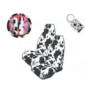   Bucket Seat Covers, Wheel Cover, 2 Shoulder Pads, and 1 Key Fob   Cow