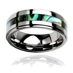 Mens Tungsten Carbide Abalone Inlay Ring (8 mm)  Overstock