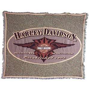 Harley Davidson Motorcycles Est 1903 Throw Blanket Rug Afghan  