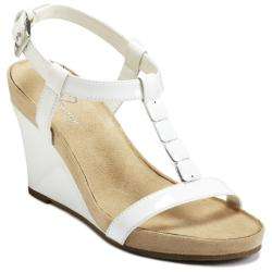 A2 by Aerosoles Womens Rose Plush White Wedge Sandals   