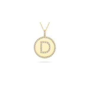  0.56 Cts Diamond Initial D Pendant in 14K Yellow Gold 