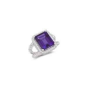  0.32 Cts Diamond & 3.26 Cts Amethyst Cluster Ring in 14K 