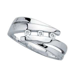  Sterling Silver 0.015 Carat Diamond Open Band Ring   Size 