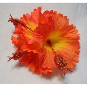  Large Orange Triple Hibiscus Hair Flower Clip: Everything 