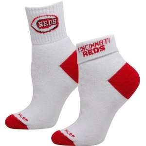  MLB Cincinnati Reds Ladies White Red Roll Down Socks 
