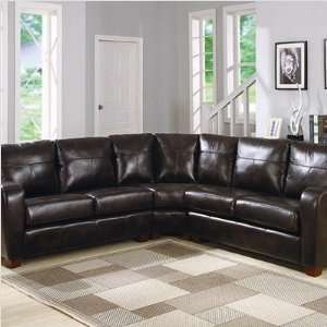 3 Piece Leather Sectional Sofa in Bark