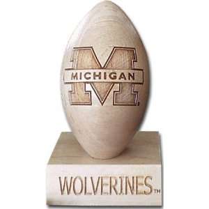 Michigan Wolverines Solid M 5/8 Scale Laser Engraved Wood Football 