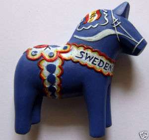 Dala Horse, Swedens Signature Handicraft,(Blue) Magnet  