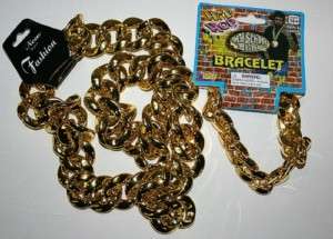 Thick Gold Chain Necklace and Bracelet Hip Hop 80s  