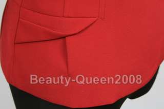 Piece Career Jacket Blazer Skirt Suit Carmine Red S  