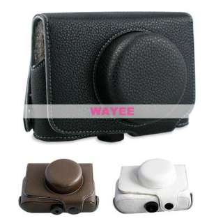 Leather Camera Case Bag for Olympus EP3 E P3 17mm Lens Black Brown 