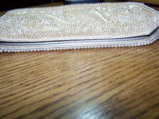 Vintage Purse Pocketbook Satin Bead Beaded Hand Bag Vanity Accessory 