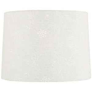  White Linen Embroidered Drum Shade 13x14x10 (Spider): Home 