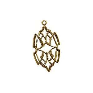  Stampt Antique Gold (plated) Stained Glass Filigree Drop 