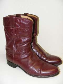 WOW Vintage Justin Cowboy Western Burgundy Leather Beatle Short Boots 