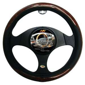 Steering Wheel Cover Black/Wood: Automotive