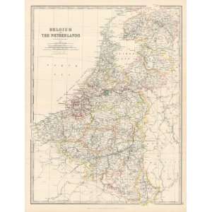   1885 Antique Map of Belgium & the Netherlands