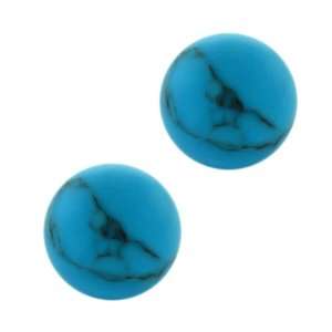 8mm Stunning Round Turquoise Gemstone On 925 Sterling Silver Earring 