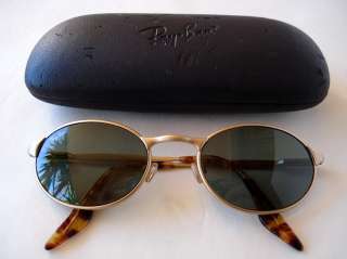 Vintage 90s B&L RAY BAN W2840 Oval Gold Metal G 15 Sunglasses Round 