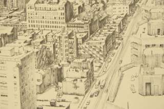 NY Skyline Art Finkenberg Vintage Cityscape Pen & Ink  