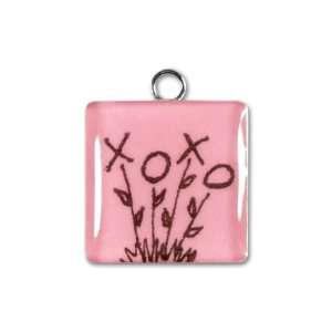   Sterling/Resin 16mm Pendant   Pink XOXO Flowers Arts, Crafts & Sewing