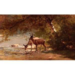   , painting name Deer in a Landscape, By Hill Thomas