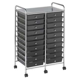 ECR4Kids 20 Drawer Double Wide Mobile Organizer   Color Smoke Gray at 