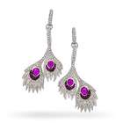 Bling Jewelry Pave CZ Ruby Peacock Drop Earrings