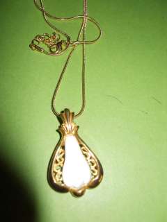 Vintage Goldtone Camphor Glass Pendant Necklace  