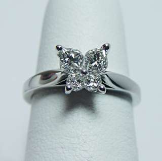   HO .76ct Calla Cut Butterfly Diamond 18K White Gold Ring New  