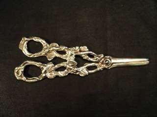 ANTIQUE HAND MADE STERLING SILVER REPOUSSE GRAPE SHEARS  