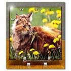 3dRose LLC Cats   Cat In The Flower Field   Desk Clocks