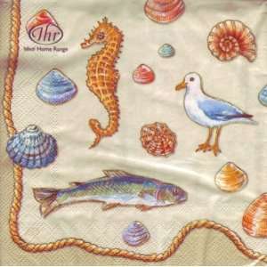 By the Sea Cream Paper Lunch Napkins (20 Pack): Kitchen 
