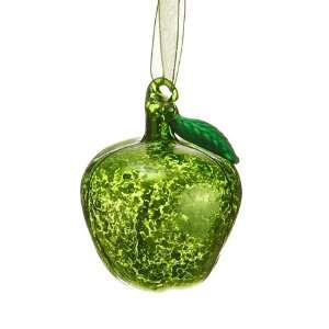 3.5 Mini Antique Mercury Glass Apple Ornament Green (Pack 