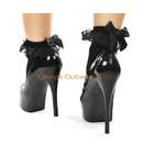 Leg Avenue Black Ruffle Anklet Dress Socks with Black Satin Bow
