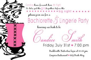 Custom Bridal Bachlorette Party Invitation Red Pink HOT  