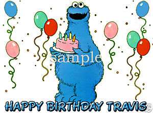 COOKIE MONSTER Edible Birthday CAKE Image Icing Topper  