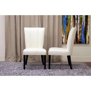  Wholesale Interiors Janvier Off White Leather Dining Chair 