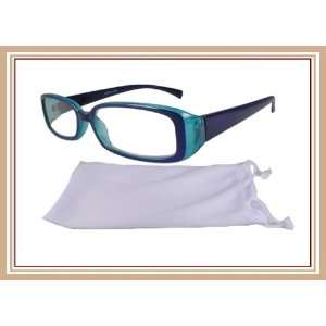  Reading Glasses AH 1 Reader Blue Plastic Frame With Pouch 