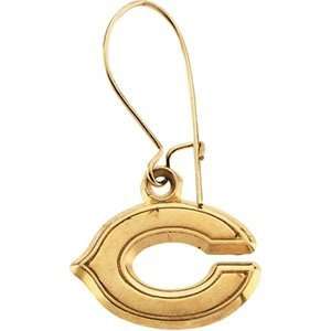    14K Yellow Gold Chicago Bears Dangle Earrings: Sports & Outdoors