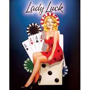    Classic Gambling Metal Tin Sign Lady Luck
