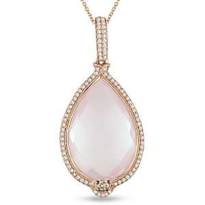  14k Pink Gold Rose Quartz and .86ct TDW Necklace Jewelry