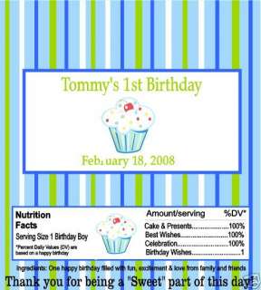 1st First Birthday Cupcake Candy Wrappers Party Favors  