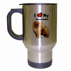  I Love My Pomeranian Travel Mug: Home & Kitchen