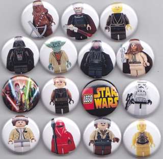 LEGO STAR WARS 1 Badges X15   R2D2 Yoda C3PO Triology  