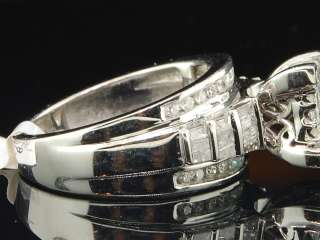   GOLD 1 CT DIAMOND ROUND & PRINCESS ENGAGEMENT RING BRIDAL SET  