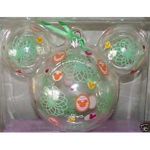   Large Glass Pastel Painted Mickey Icon Ornament 