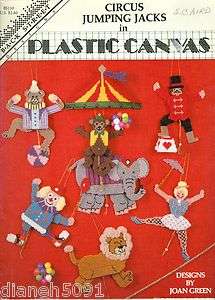 Circus Jumping Jacks Plastic Canvas Pattern Book 8 Charts Monkey Lion 